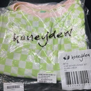 Honeydew Intimates Star Seeker Green Iguana Check Lounge Set Size XS NWT